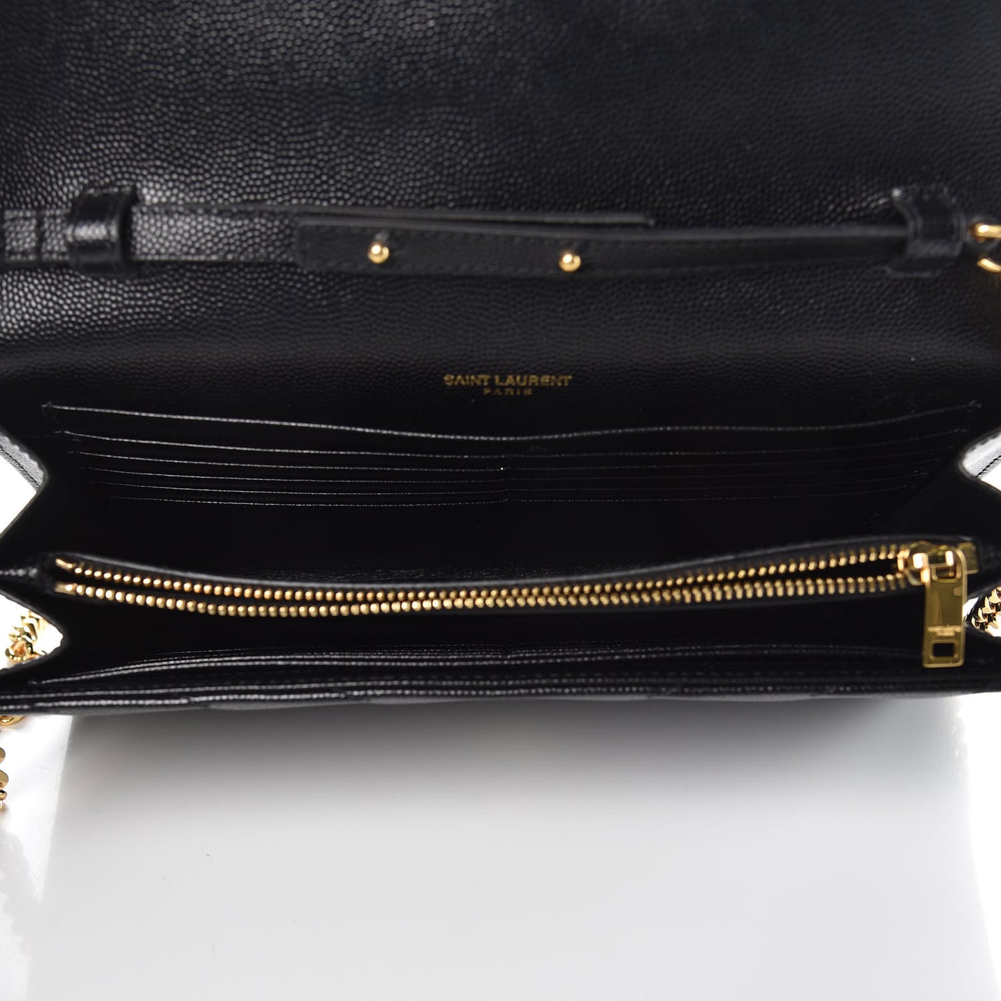 Grain De Poudre Matelasse Chevron Monogram Chain Wallet Black