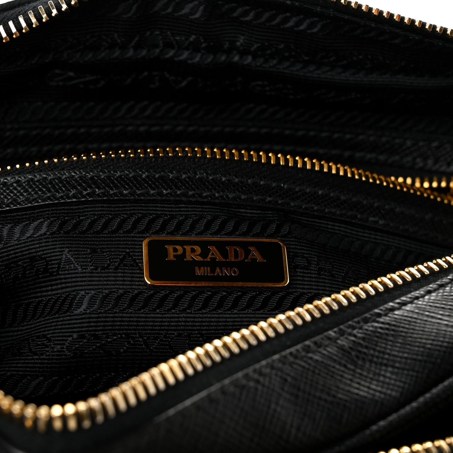 Saffiano Lux Double Zip Crossbody Bag Black