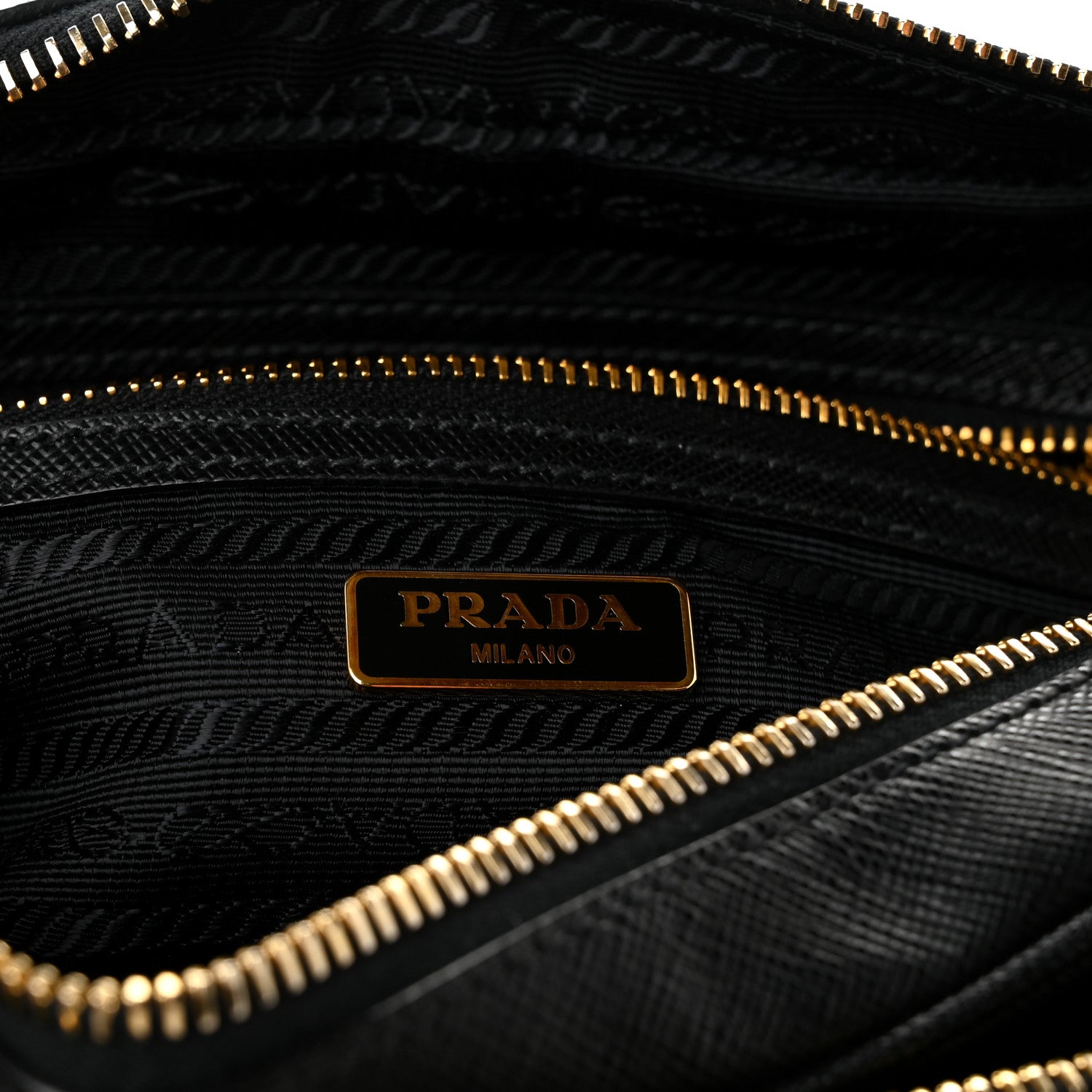 Prada Saffiano Lux Double Zip Crossbody Bag Black 6 of 11