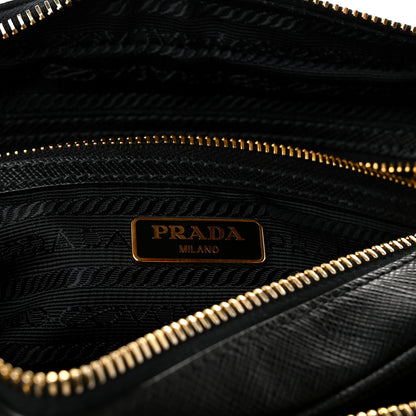 Prada Saffiano Lux Double Zip Crossbody Bag Black 6 of 11