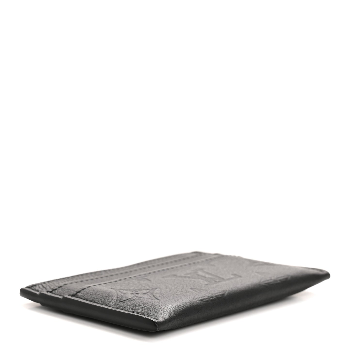 Calfskin Monogram Shadow Double Card Holder Black