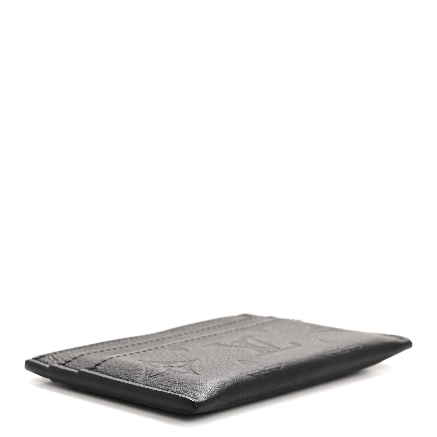 Louis Vuitton Calfskin Monogram Shadow Double Card Holder Black 4 of 9