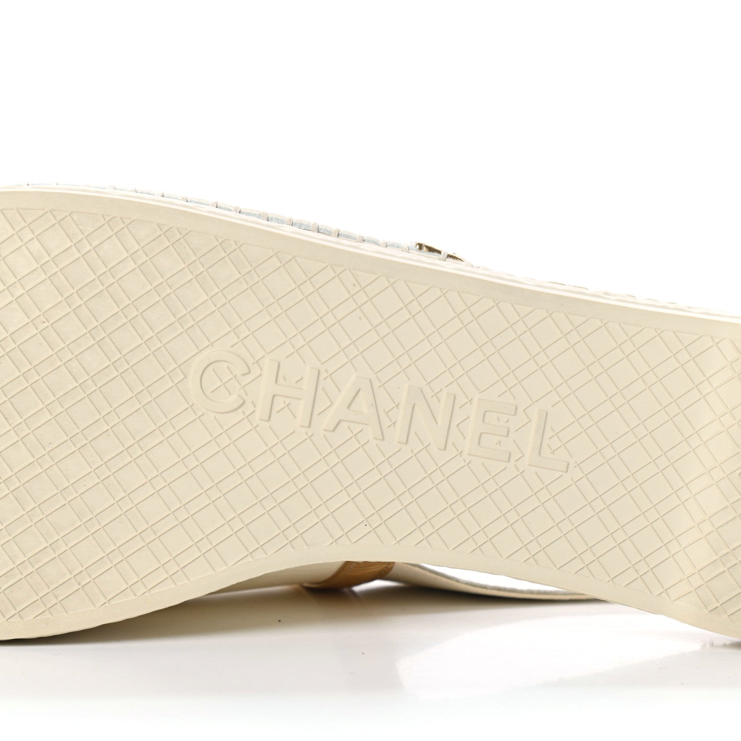 Chanel Metallic Lambskin CC Slingback Espadrilles 42 Ivory Gold 6 of 8