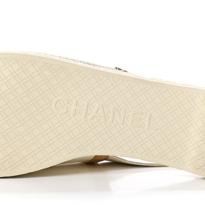 Chanel Metallic Lambskin CC Slingback Espadrilles 42 Ivory Gold 6 of 8