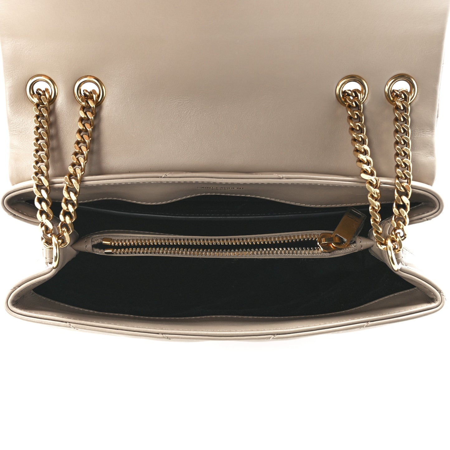 Calfskin Y Quilted Monogram Small Loulou Chain Satchel Dark Beige