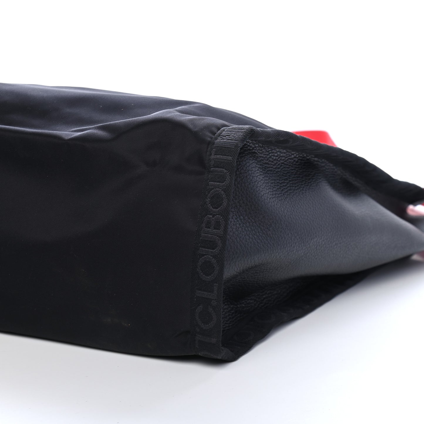 Nylon Calfskin Loubiclic Logo Tote Bag Black
