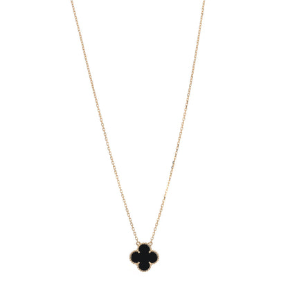 Van Cleef & Arpels 18K Yellow Gold Black Onyx Vintage Alhambra Pendant Necklace 1 of 6