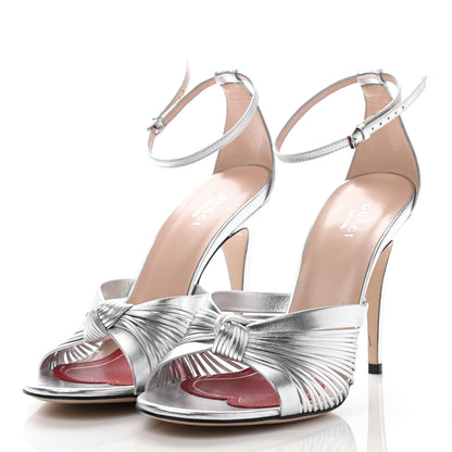 Gucci Metallic Nappa Allie Knot Sandals 39 Silver 3 of 7