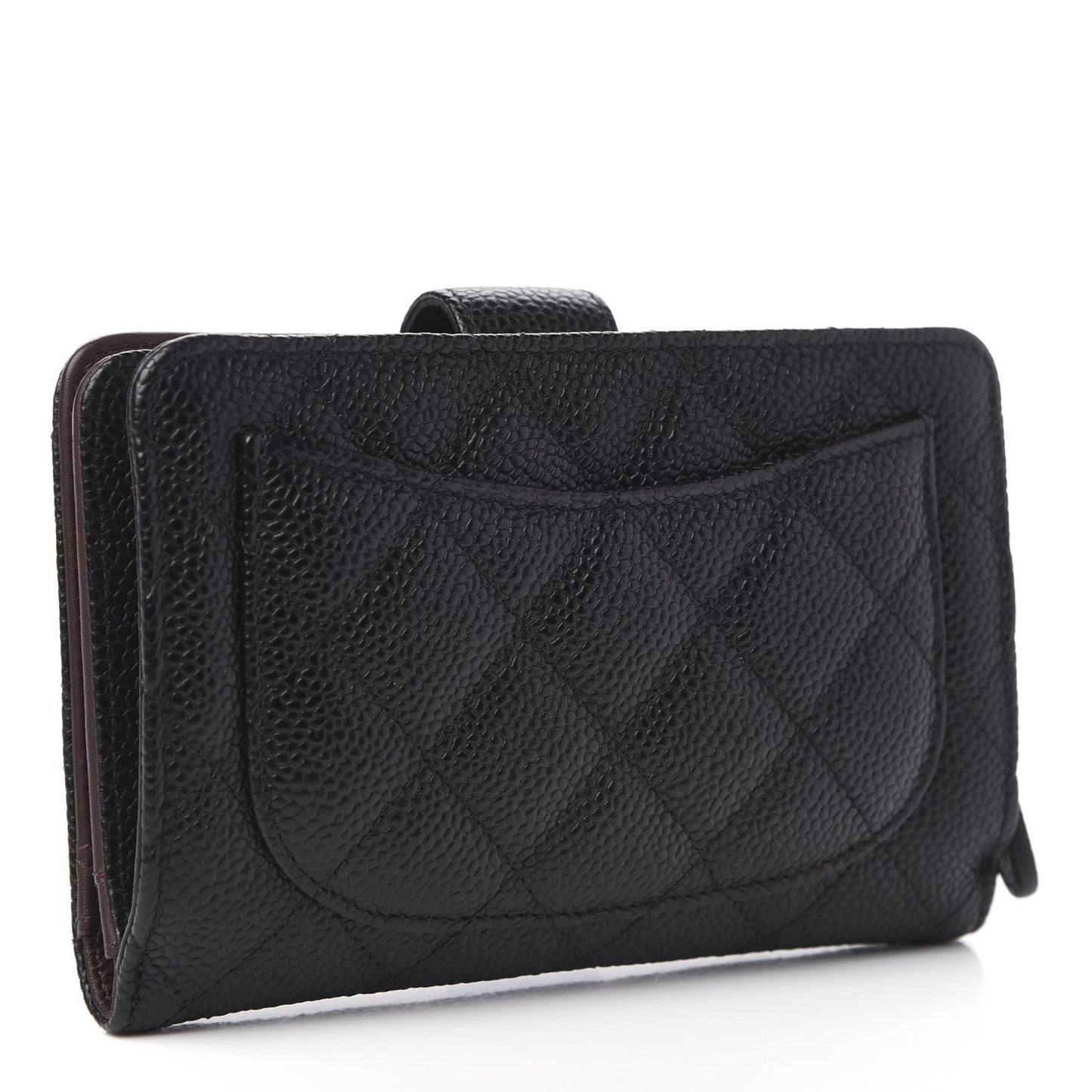 Caviar Quilted Zipped Pocket Wallet Black