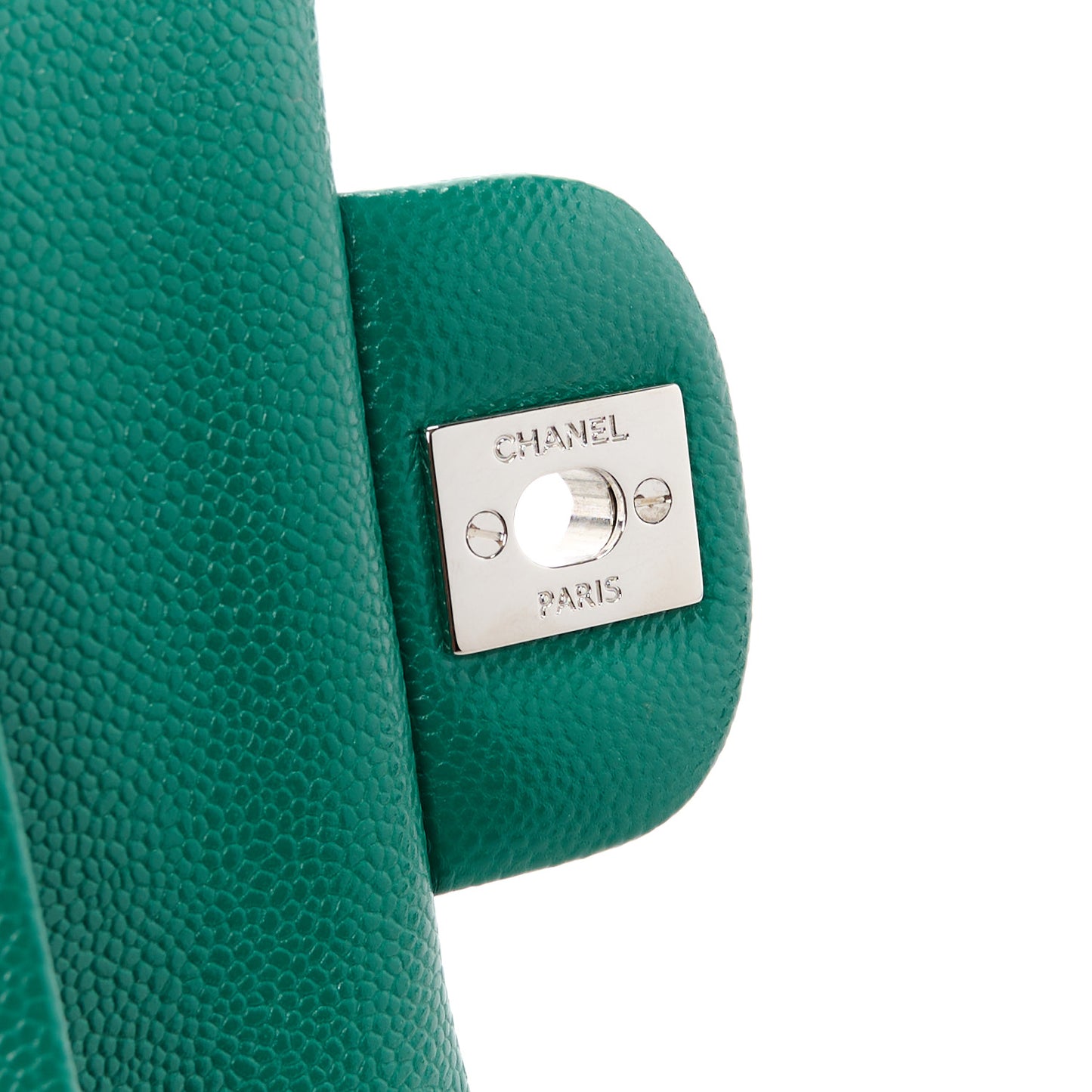 Caviar Quilted Medium Double Flap Green