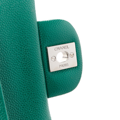 Chanel Caviar Quilted Medium Double Flap Green 7 of 11