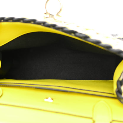 Salvatore Ferragamo Woven Calfskin Trifolio Top Handle Bag Yellow Black 5 of 15