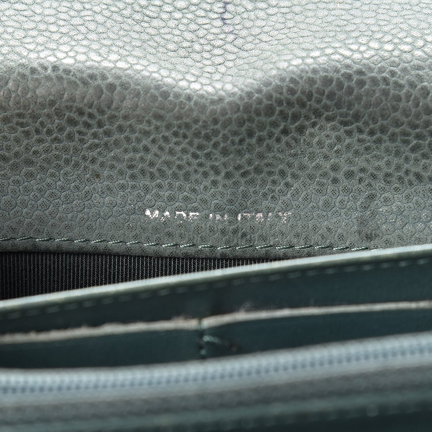 Iridescent Caviar Quilted Large Flap Wallet