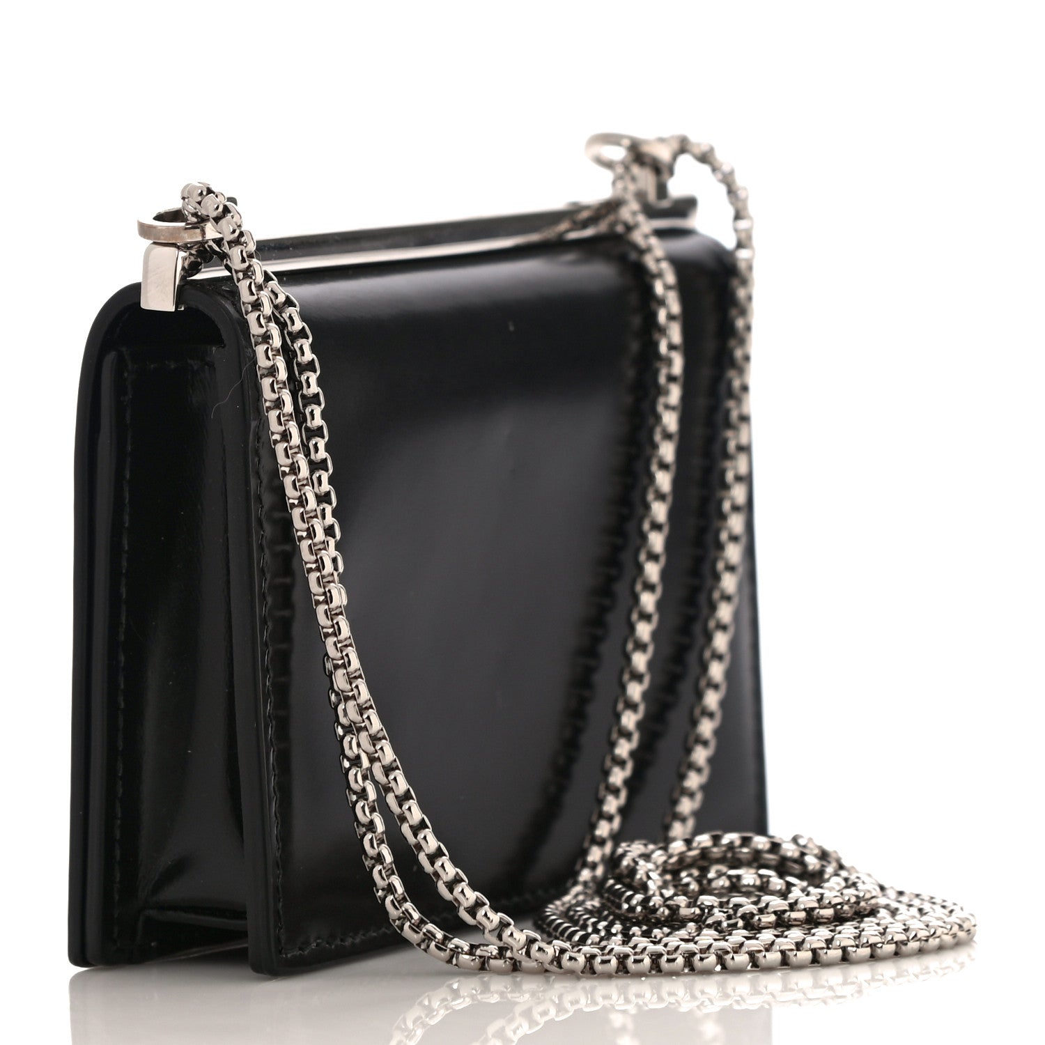 Prada Spazzolato Chain Card Holder Wallet Black 2 of 10