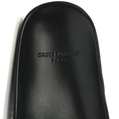 Saint Laurent Calfskin Monogram Jimmy Joan Slide Sandals 38.5 Black 7 of 9