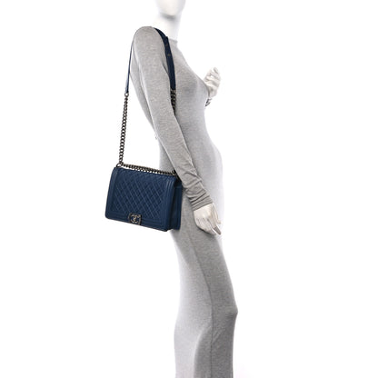 Chanel Caviar Quilted New Medium Boy Flap Blue 2 of 10