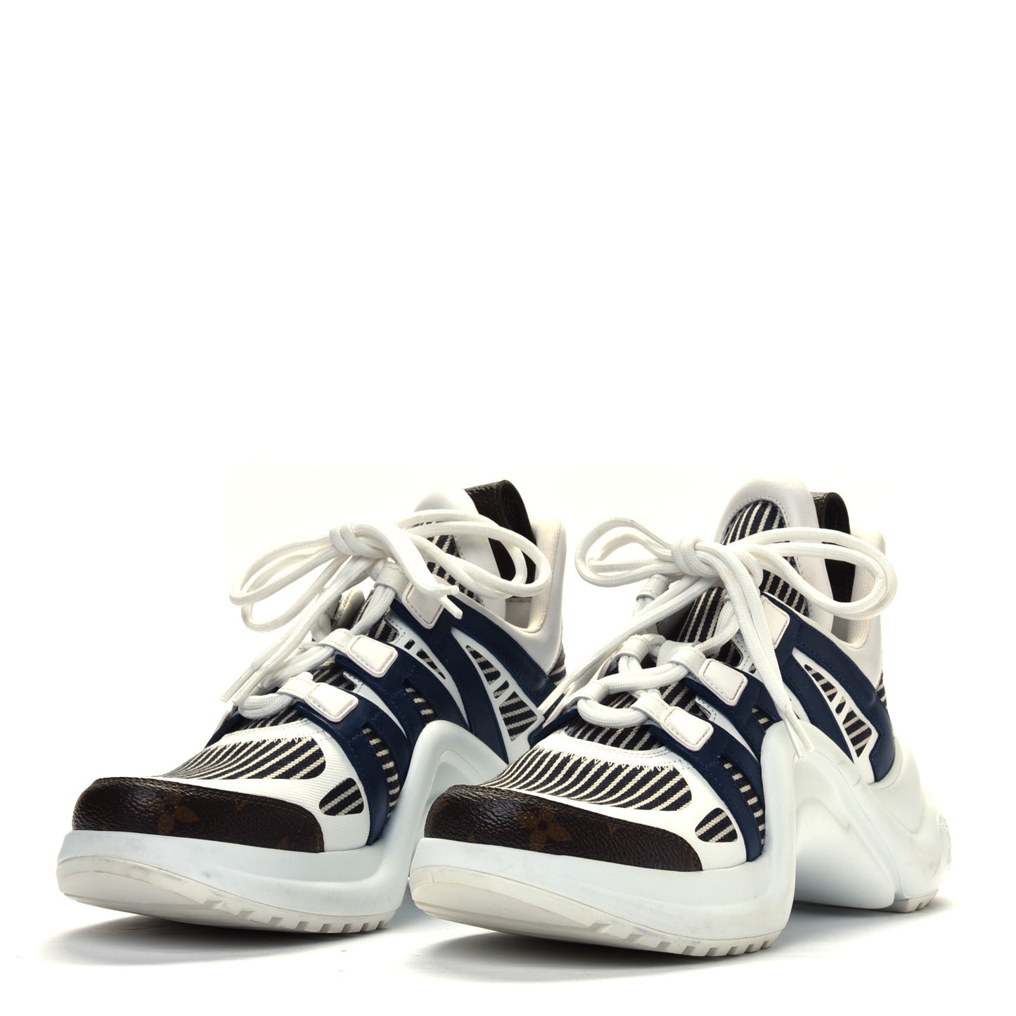 Patent Monogram Stripe LV Archlight Sneakers 39 White Blue