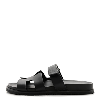 Hermes Calfskin Womens Chypre Sandals 41 Black 1 of 10