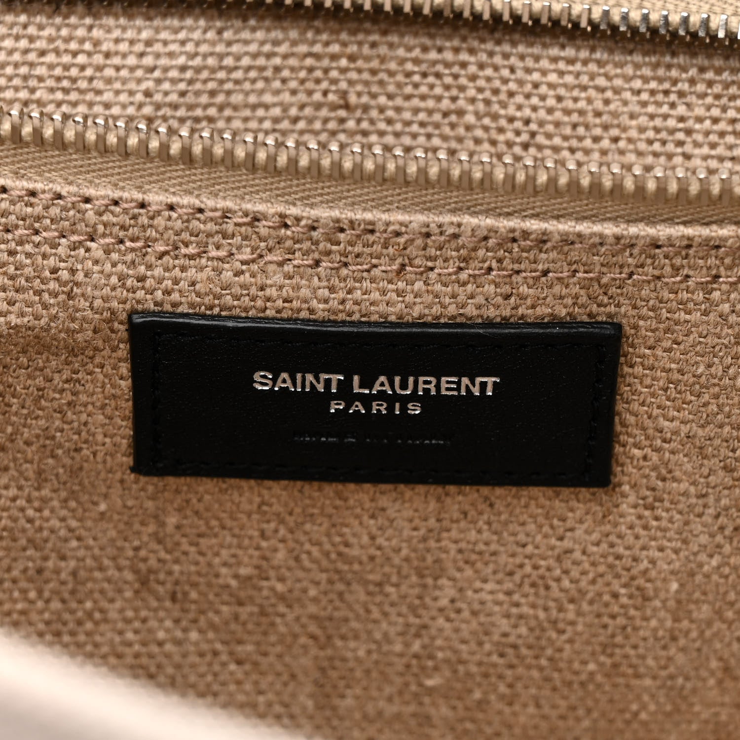 Saint Laurent Linen Calfskin Small Rive Gauche Tote Greggio Natural 6 of 10