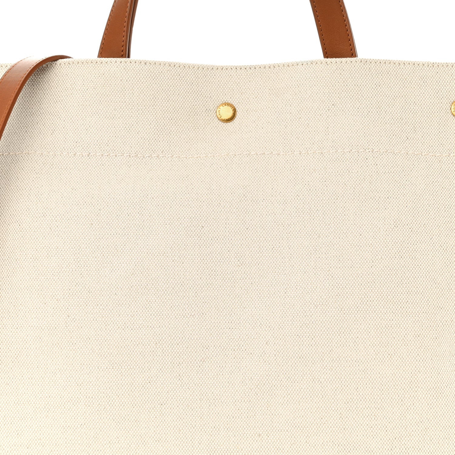 Saint Laurent Canvas Smooth Calfskin Universite North South Foldable Tote Naturel Brick 7 of 12