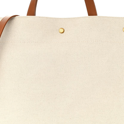 Saint Laurent Canvas Smooth Calfskin Universite North South Foldable Tote Naturel Brick 7 of 12