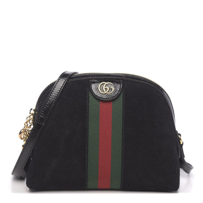 Gucci Suede Patent Web GG Small Ophidia Dome Shoulder Bag Black 1 of 10