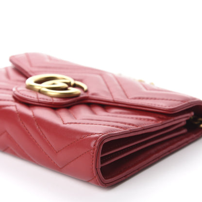 Gucci Calfskin Matelasse GG Marmont Chain Wallet Hibiscus Red 7 of 10