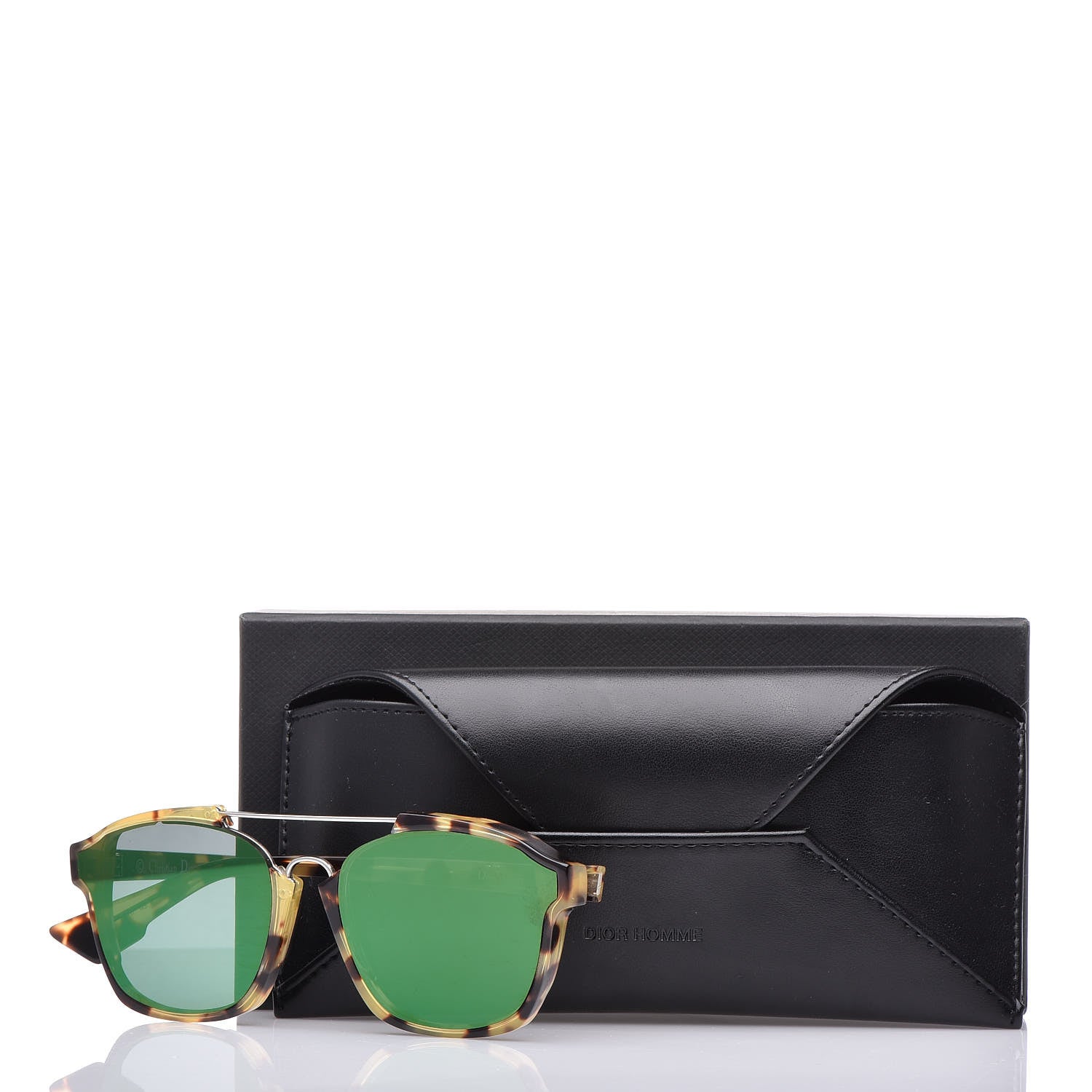 Christian Dior Abstract Square Mirrored Sunglasses Spotted Havana Green 9 of 9