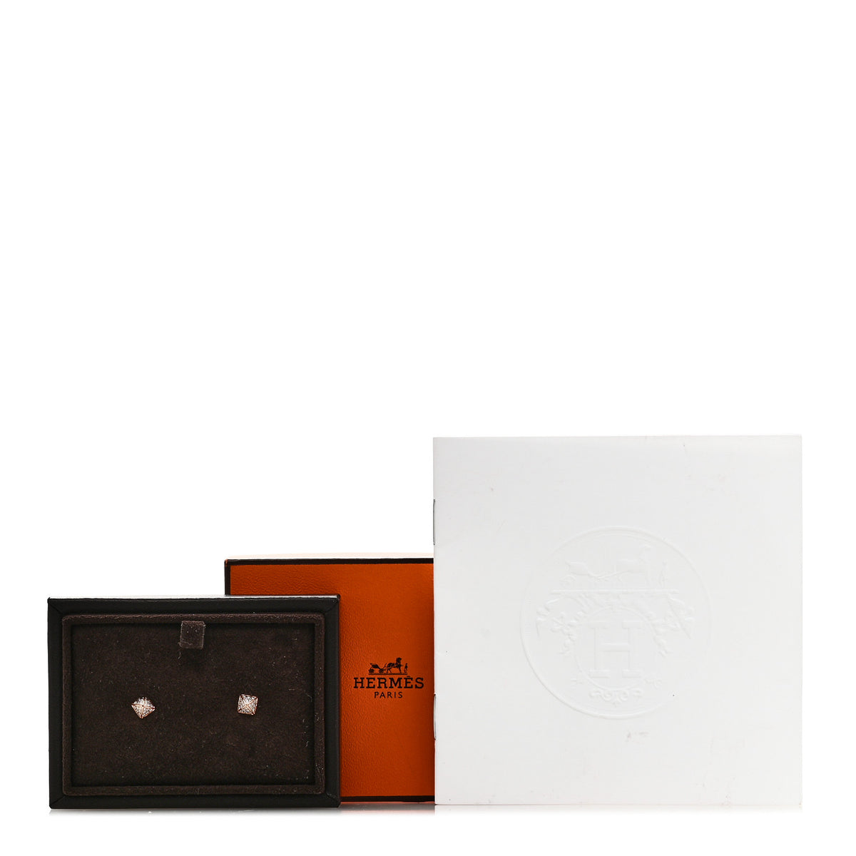 Hermes 18K Rose Gold Diamond Clou d'H Stud Earrings 5 of 5