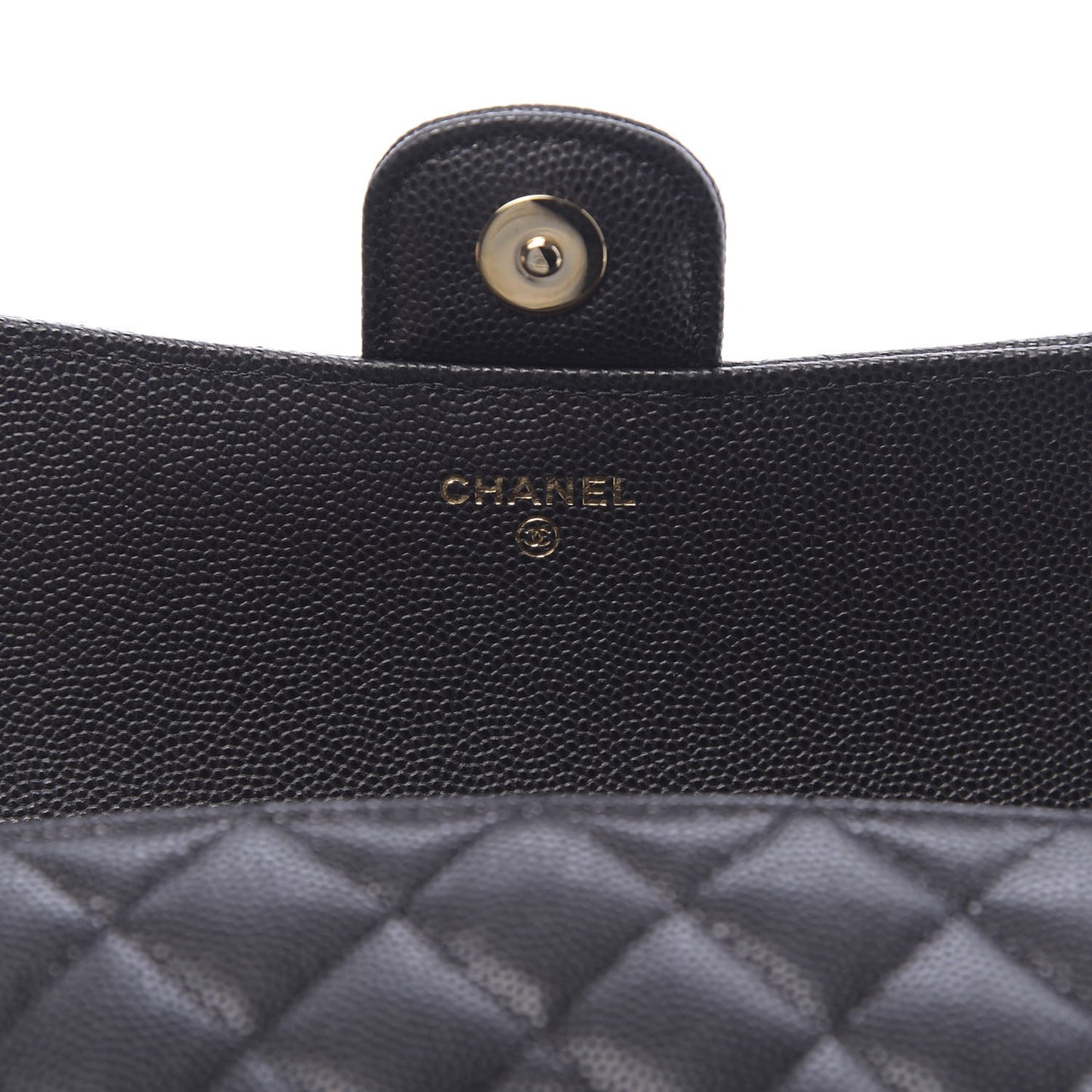 Caviar Quilted Glasses Case With Chain Black