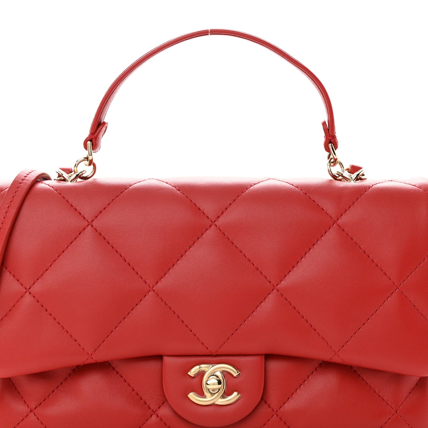 Lambskin Quilted Easy Carry Flap Red
