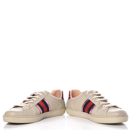 Gucci Calfskin Ayers Web Flames Embroidered Mens Ace Sneakers 9 Off White 5 of 12