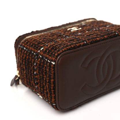 Chanel Tweed Small Top Handle Vanity Case With Chain Brown Multicolor 9 of 11
