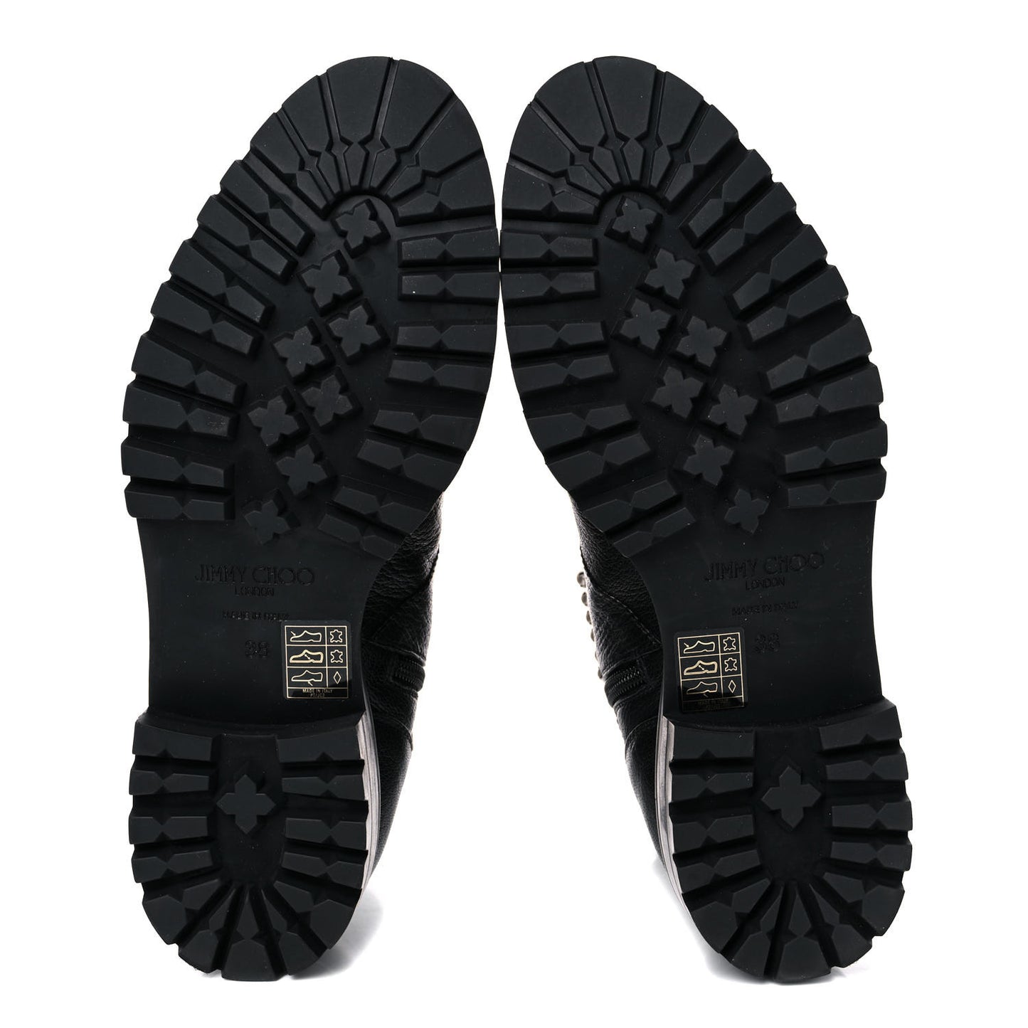 Grained Calfskin Crystal Embellished Cruz Combat Boots 38 Black