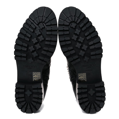 Jimmy Choo Grained Calfskin Crystal Embellished Cruz Combat Boots 38 Black 5 of 7