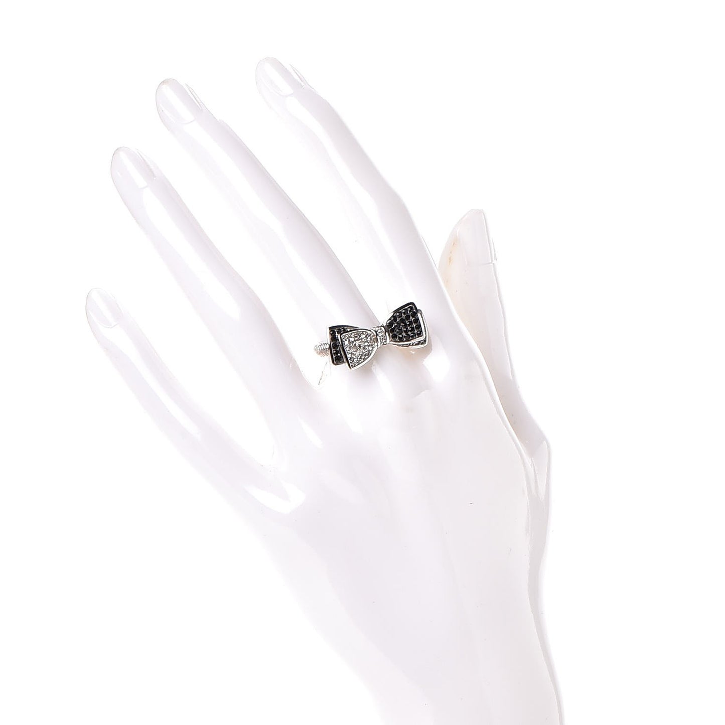 Crystal Bow Ring 6 Black Silver