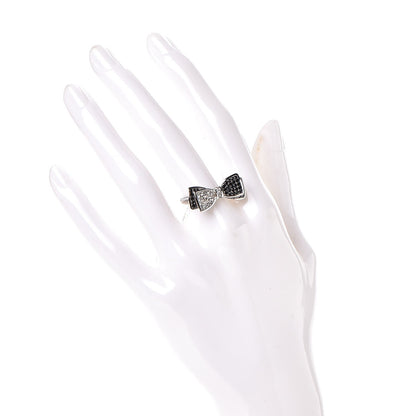 Chanel Crystal Bow Ring 6 Black Silver 2 of 5