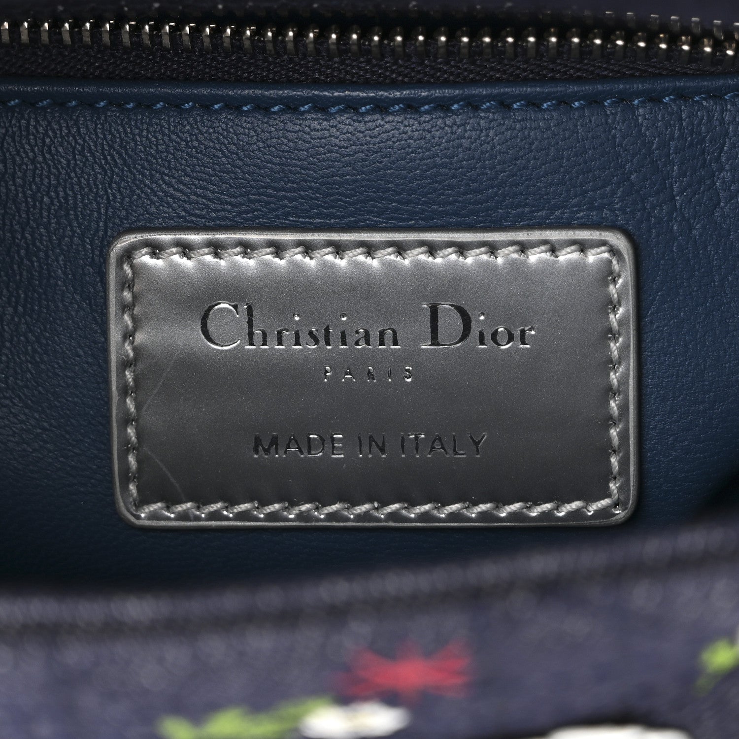 Christian Dior Denim Cannage Floral Embroidered Mini Lady Dior Blue 6 of 9