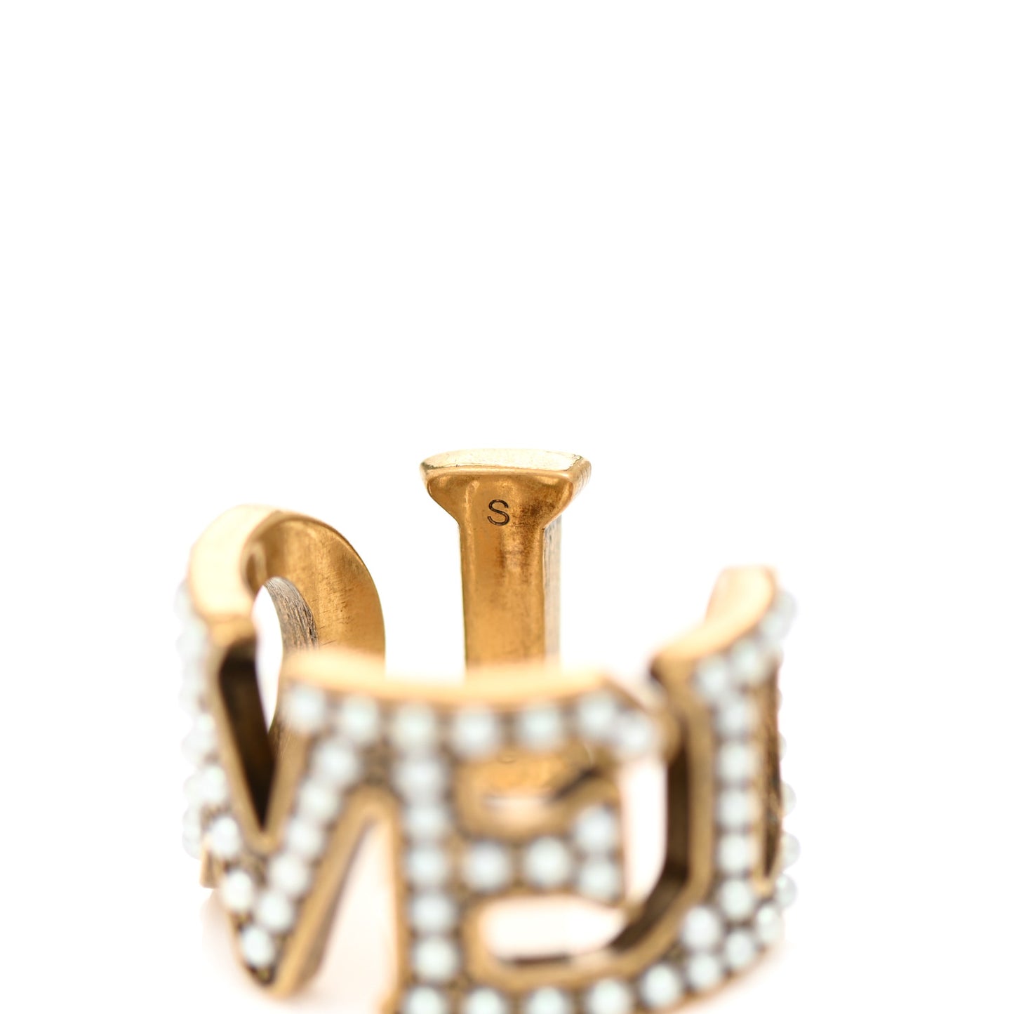 Metal Pearl Loved Ring S Aged Gold