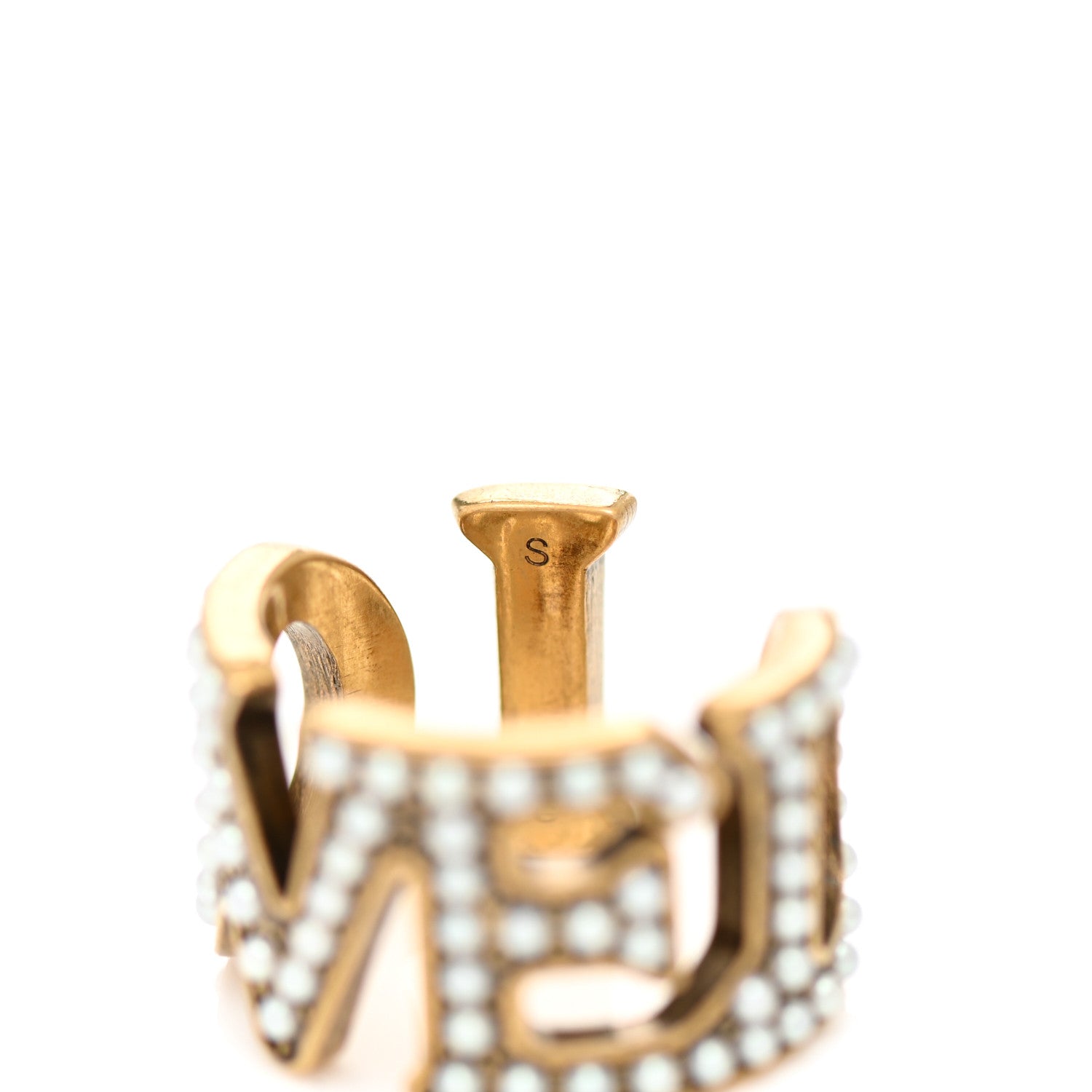 Gucci Metal Pearl Loved Ring S Aged Gold 5 of 6