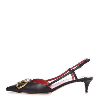Valentino Garavani Calfskin Vlogo Slingback 40mm Pumps 37.5 Black 1 of 9