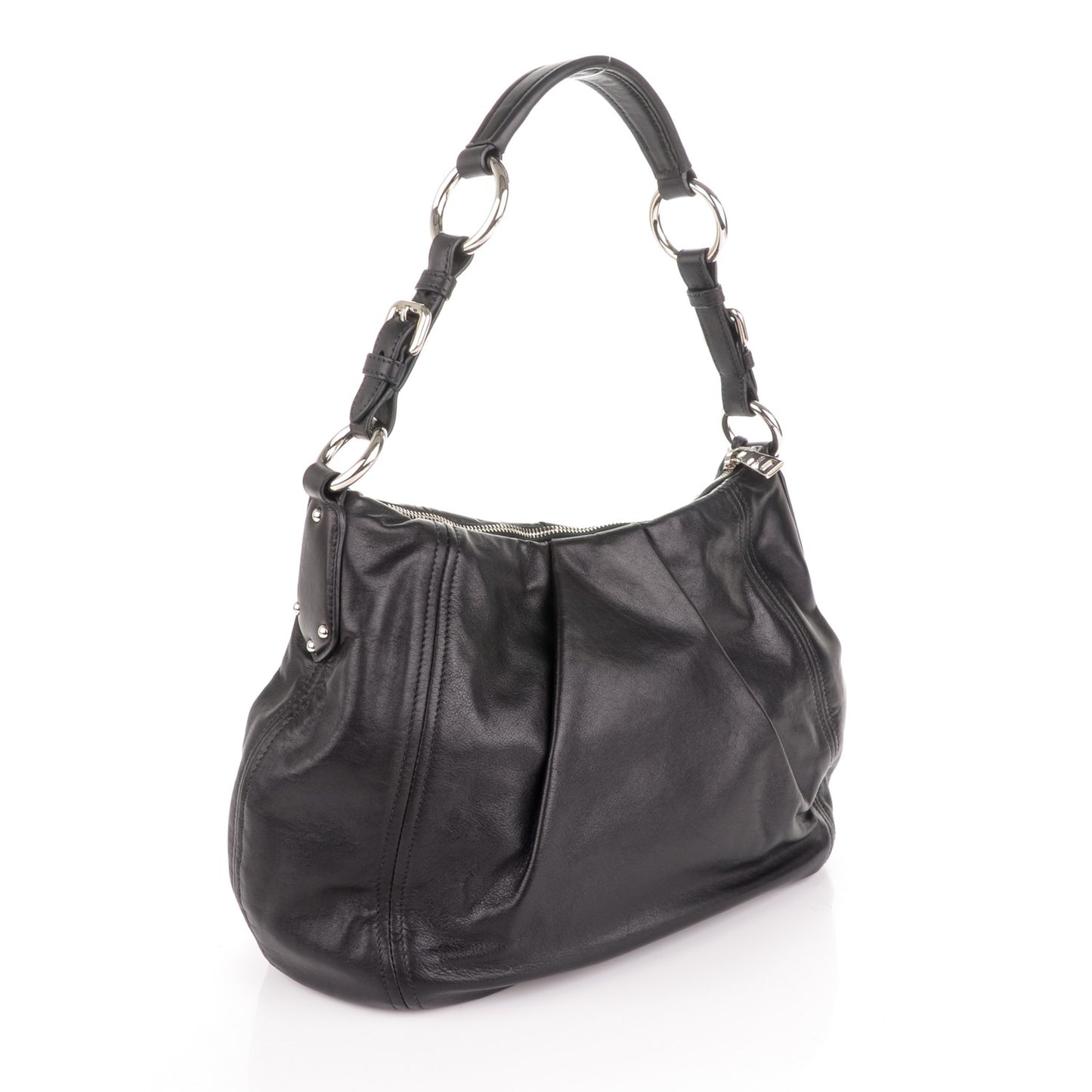 Soft Calf Pleated Hobo Nero Black