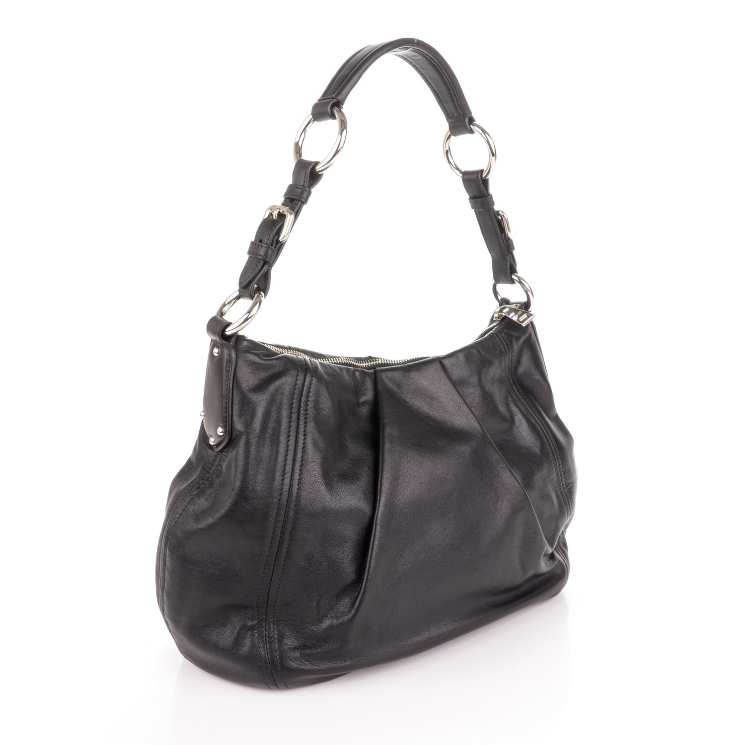 Prada Soft Calf Pleated Hobo Nero Black 3 of 8
