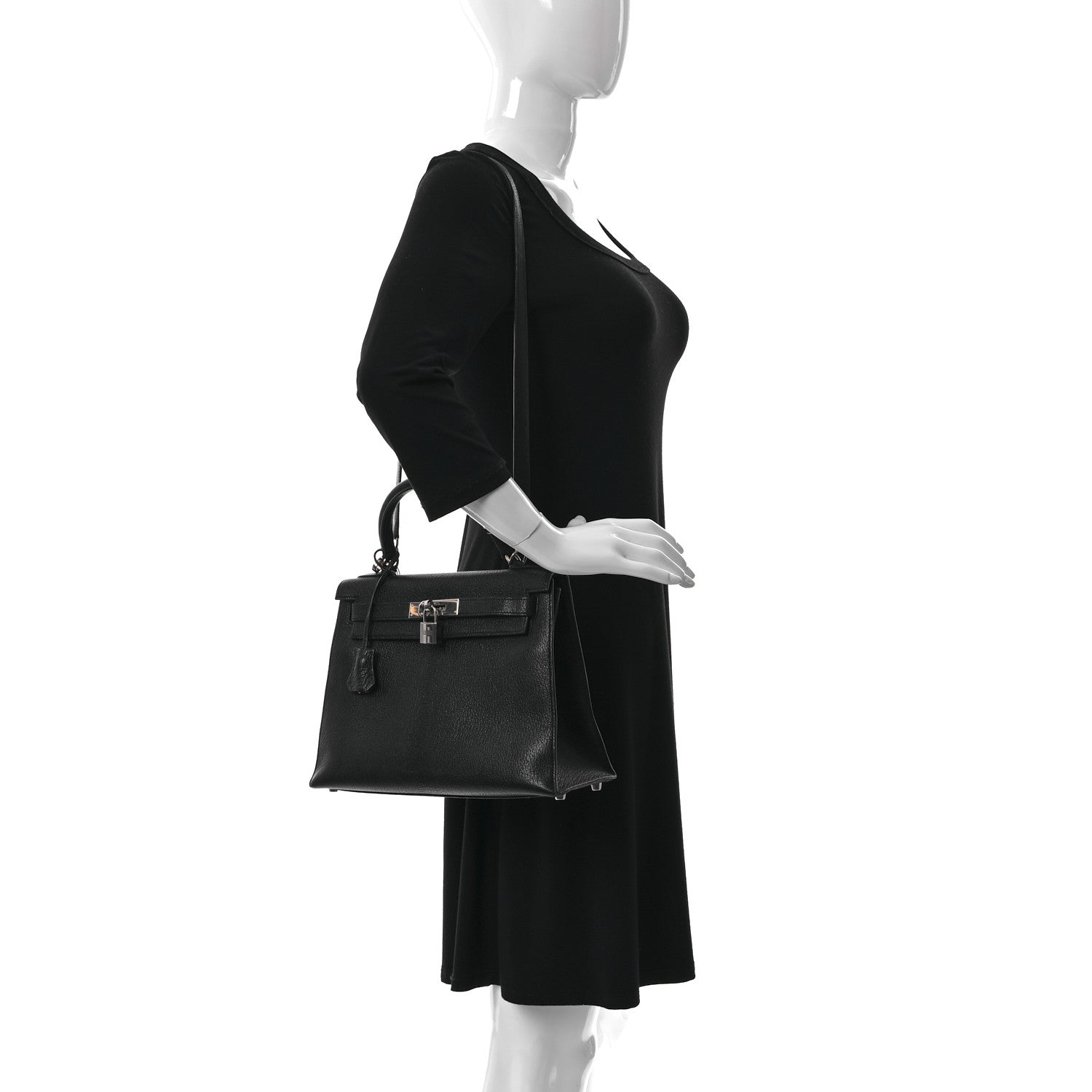 Hermes Chevre De Coromandel Kelly Sellier 28 Black 2 of 10