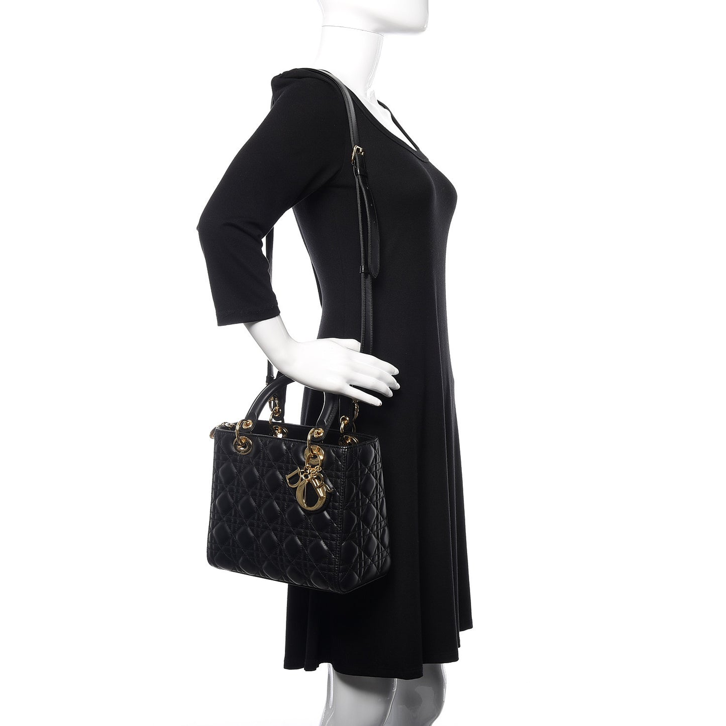 Lambskin Cannage Medium Lady Dior Black