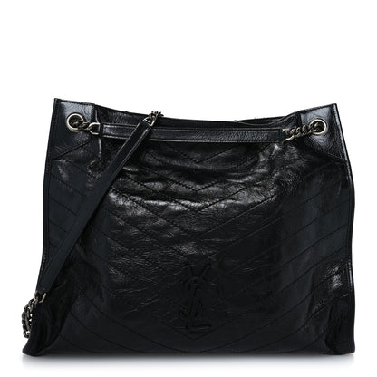 Saint Laurent Crinkled Calfskin Matelasse Monogram Large Niki Shopper Tote Black 1 of 11
