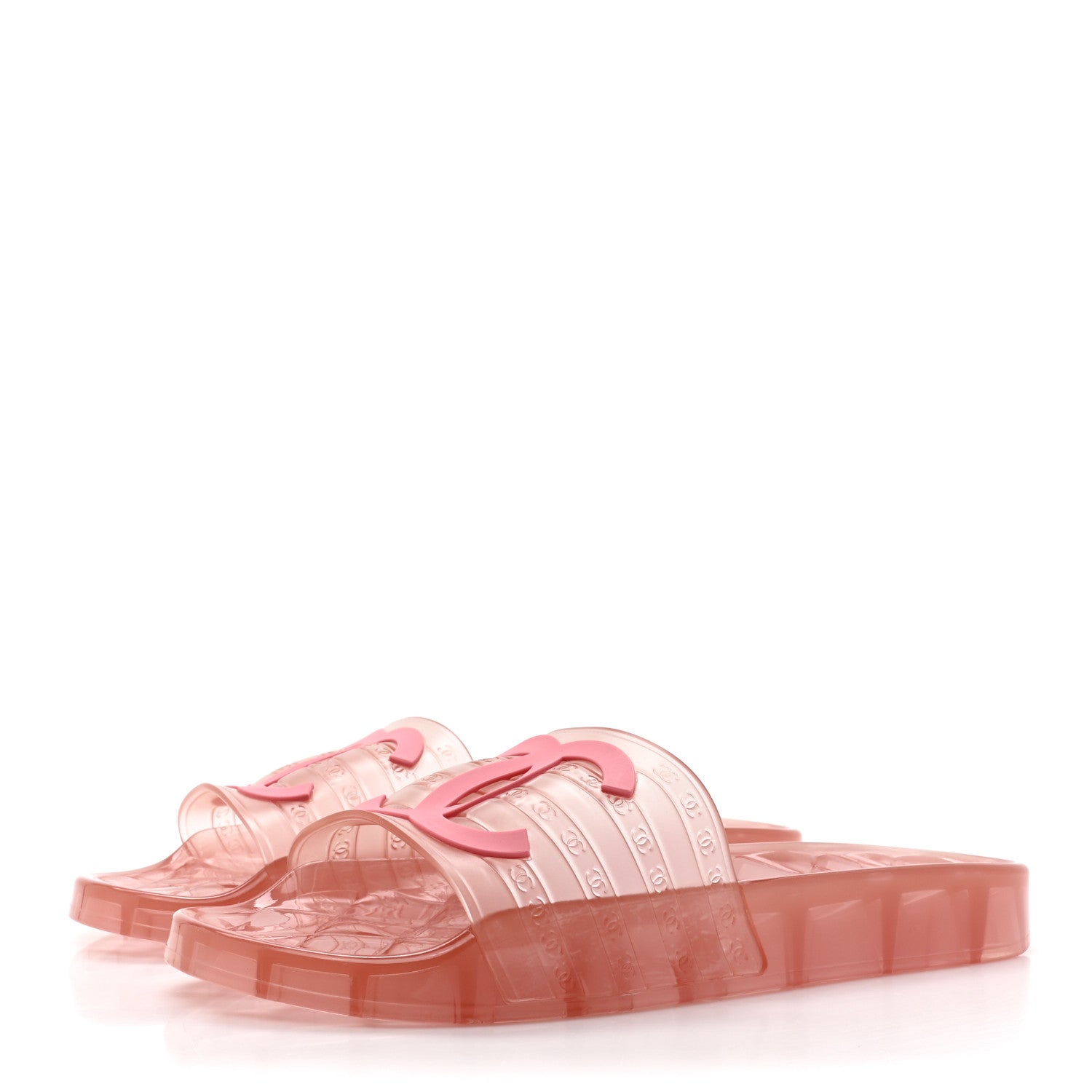 Chanel PVC Transparent CC Flat Slide Sandals 40 Pink 4 of 10