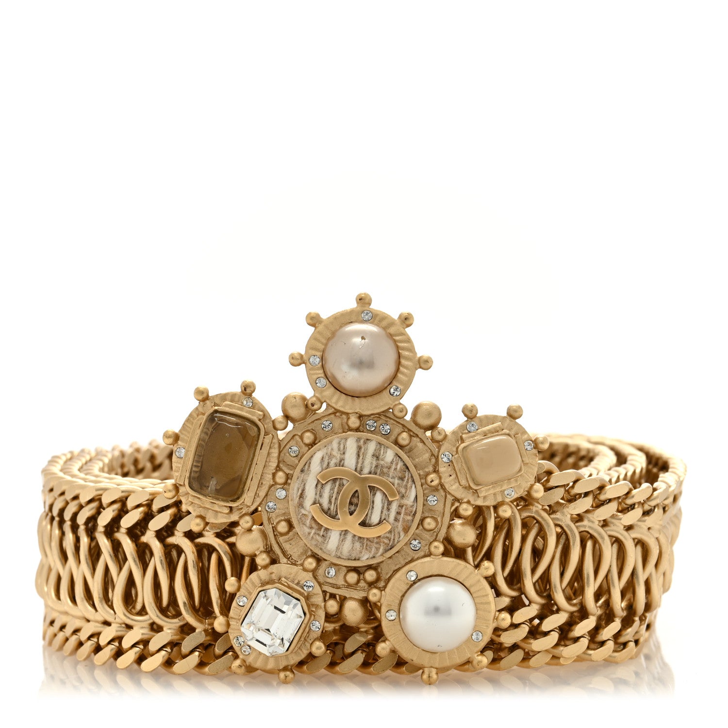 Chanel Metal Natural Stones Logo Chain Belt Gold 1 of 4