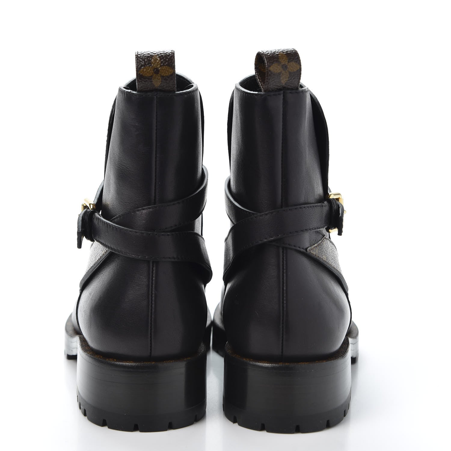 Louis Vuitton Calfskin Monogram Flat Boots 37.5 Black 5 of 9