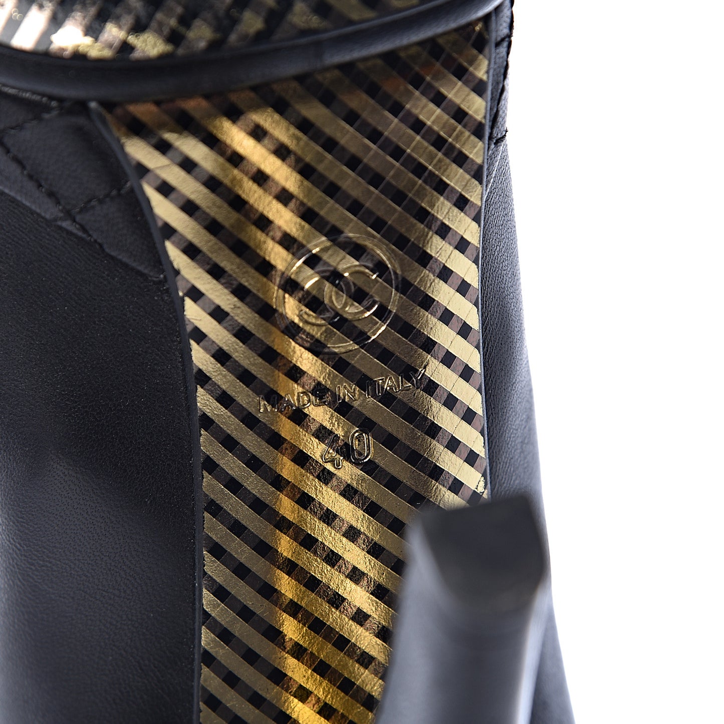 Lambskin CC Cap Toe High Boots 40 Black